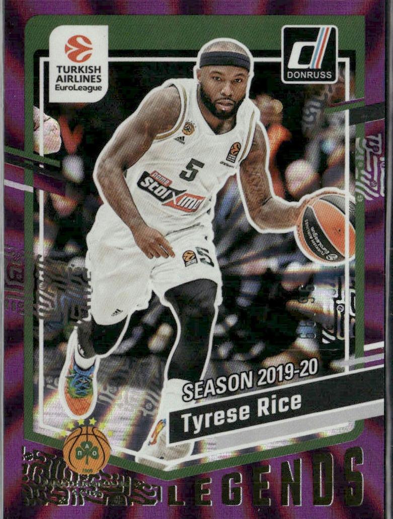 2023 Donruss Turkish Airlines EuroLeague Basketball Purple Laser Tyrese Rice #187