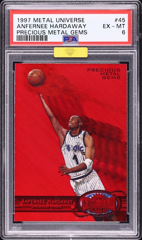 1997 Metal Universe Basketball Red Anfernee Hardaway #45 PSA 6