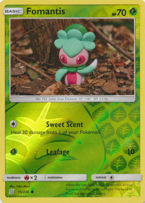 2019 Pokemon Sun & Moon Unified Minds Reverse Holo Fomantis #15