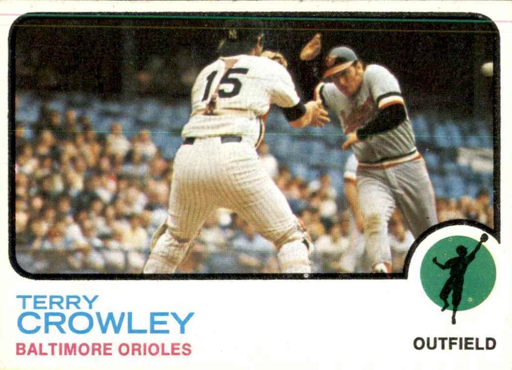 1973 Topps Baseball Terry Crowley #302 PSA 8