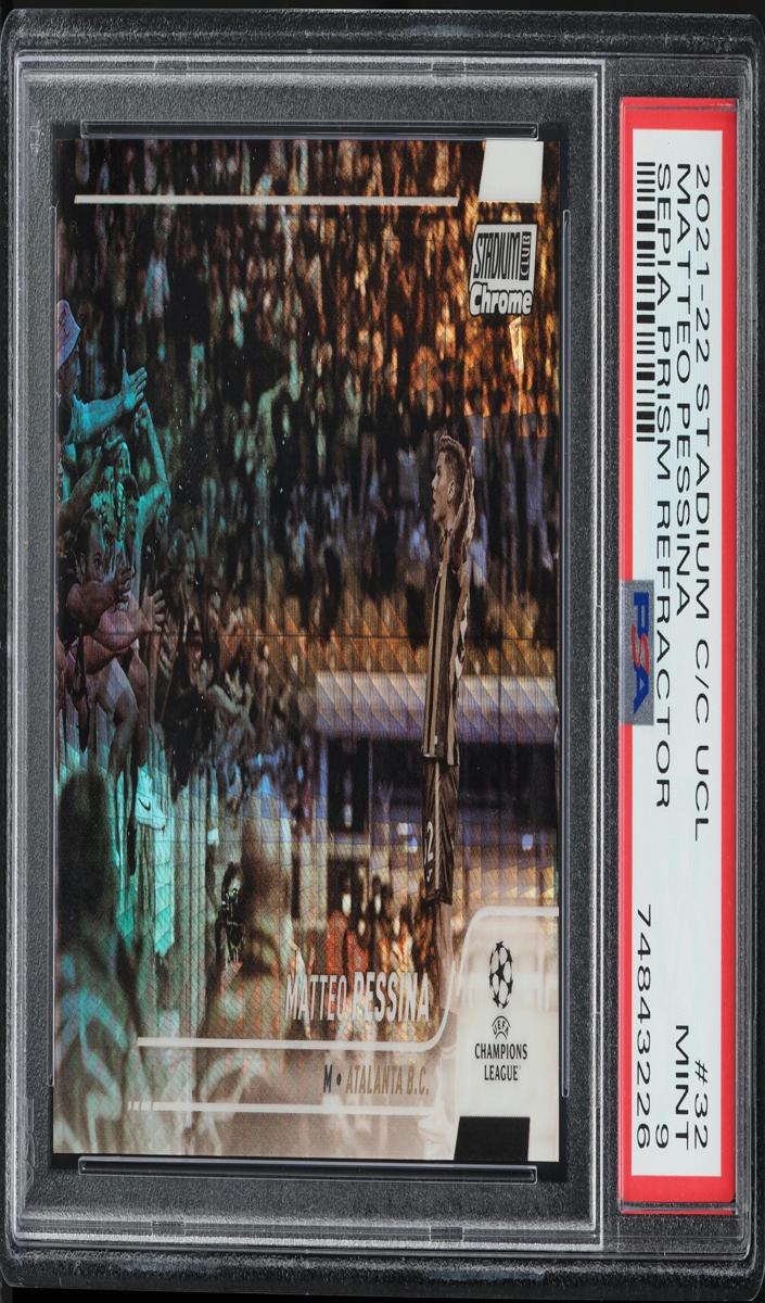 2021 Topps Stadium Club Chrome UEFA Champions League Soccer Sepia Matteo Pessina #32 PSA 9