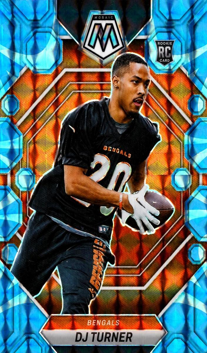 2023 Panini Mosaic Football Reactive Blue DJ Turner #315