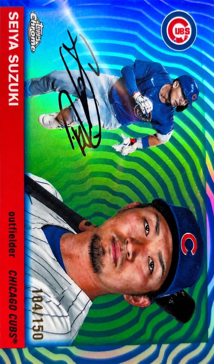 2025 Topps Chrome Platinum Baseball Blue Vibrations Refractor Seiya Suzuki #57
