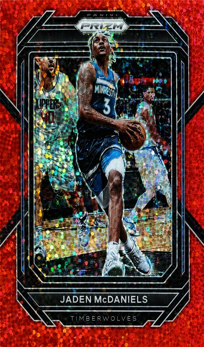 2022 Panini Prizm Basketball Red Sparkle Jaden McDaniels #53