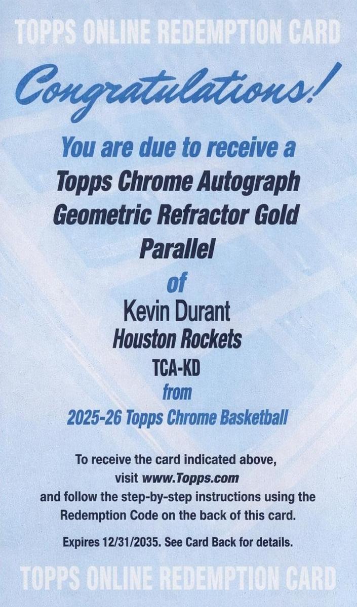 2025 Topps Chrome Basketball Geometric Gold Refractor Kevin Durant #TCA-KD