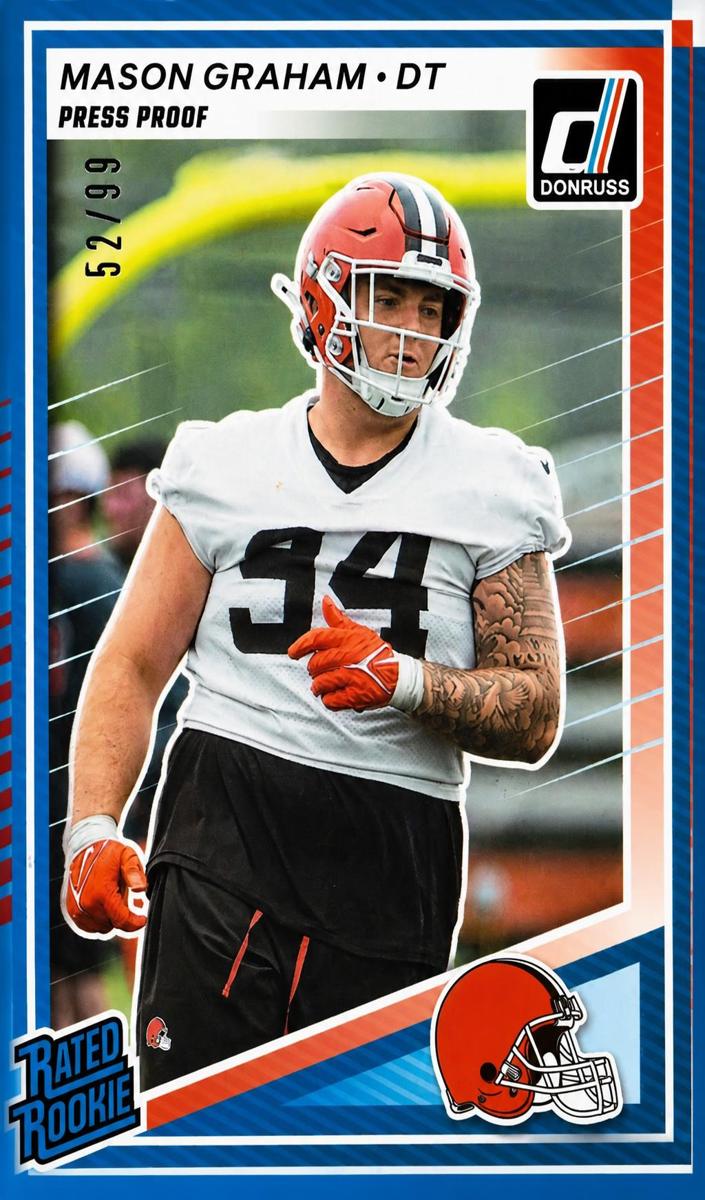 2025 Panini Donruss Football Press Proof Silver Die-Cut Mason Graham #340