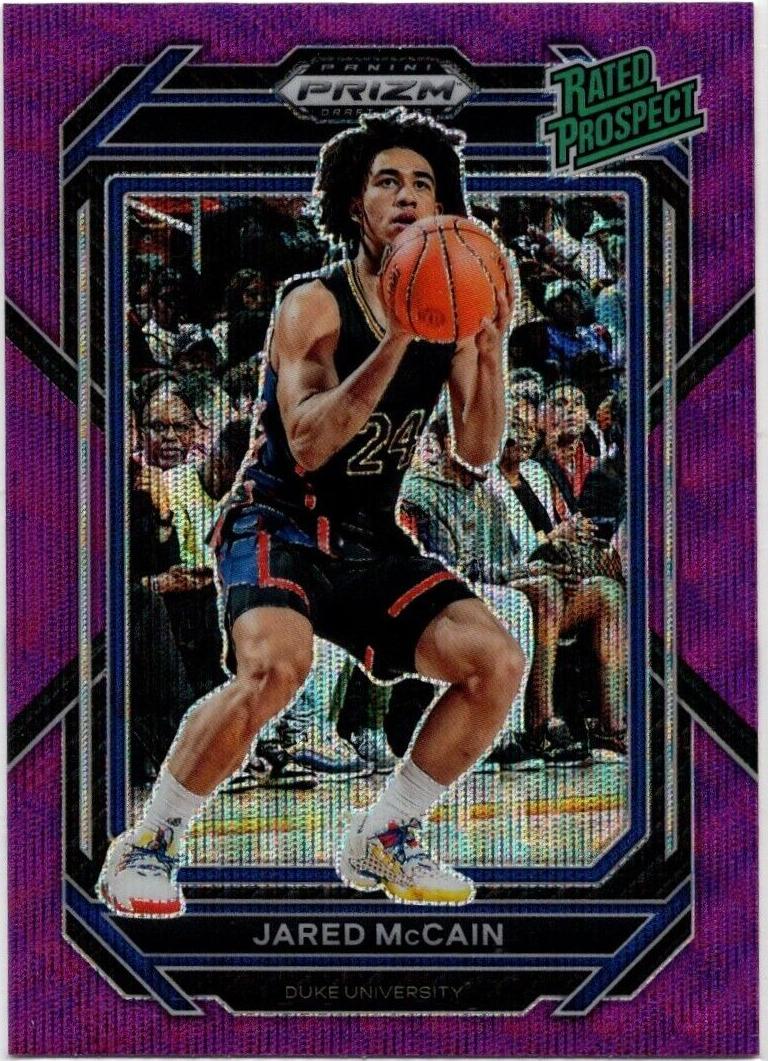 2023 Panini Prizm Draft Picks Basketball Purple Wave Jared McCain #2 PSA 8