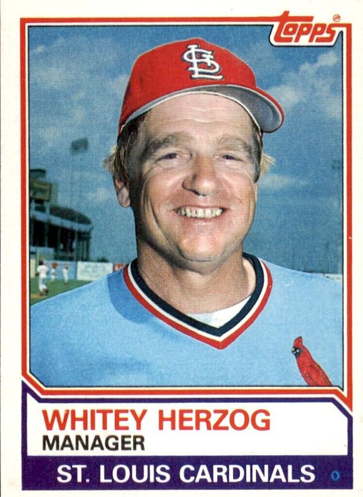 1983 Topps Baseball Whitey Herzog #186 PSA 10
