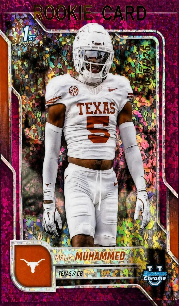 2025 Bowman Chrome University Football Fuchsia Mini-Diamond Refractor Malik Muhammad #112
