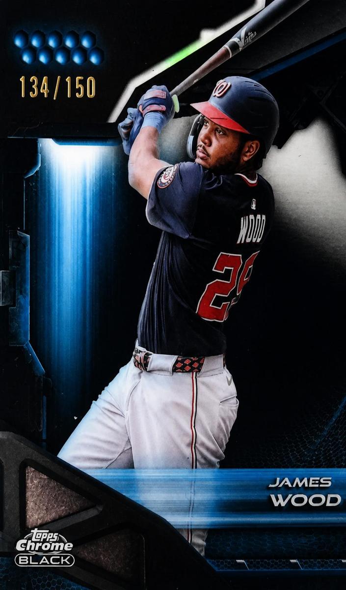 2026 Topps Chrome Black Baseball Blue Refractor James Wood #156
