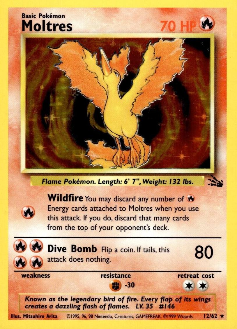 1999 Pokemon Fossil Moltres #12 PSA 9
