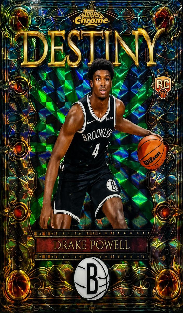 2025 Topps Chrome Basketball Geometric Green Refractor Drake Powell #D-18