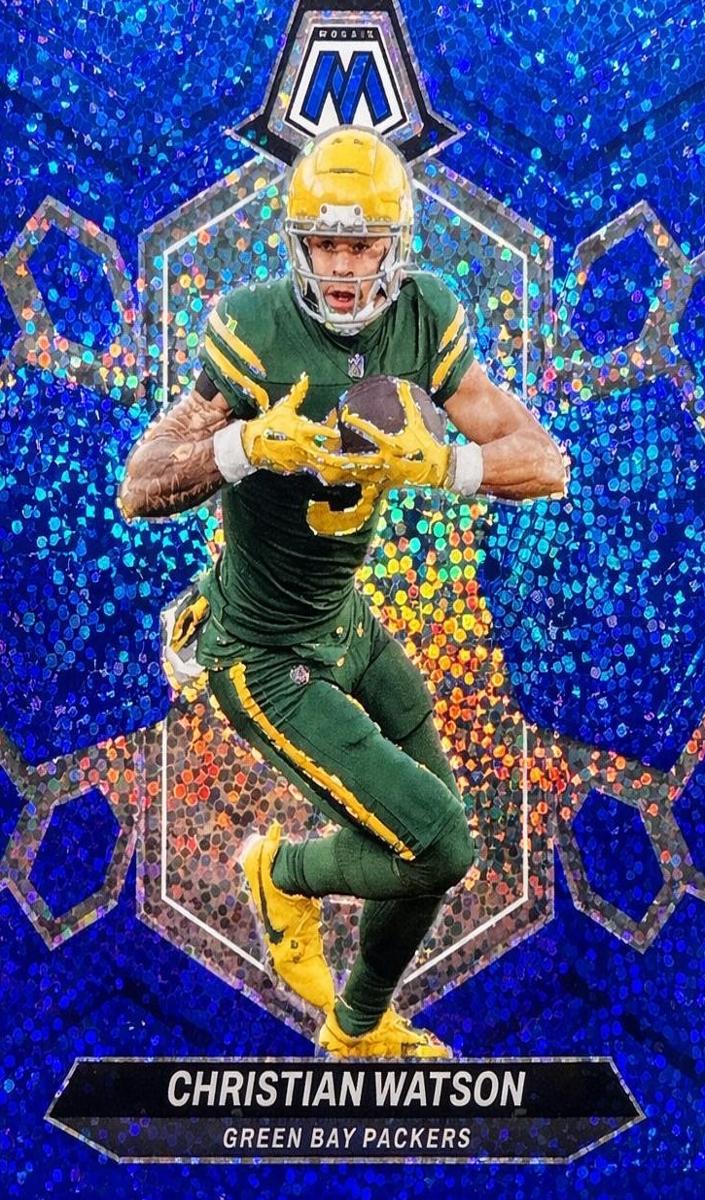 2024 Panini Mosaic Football Blue Sparkle Christian Watson #80