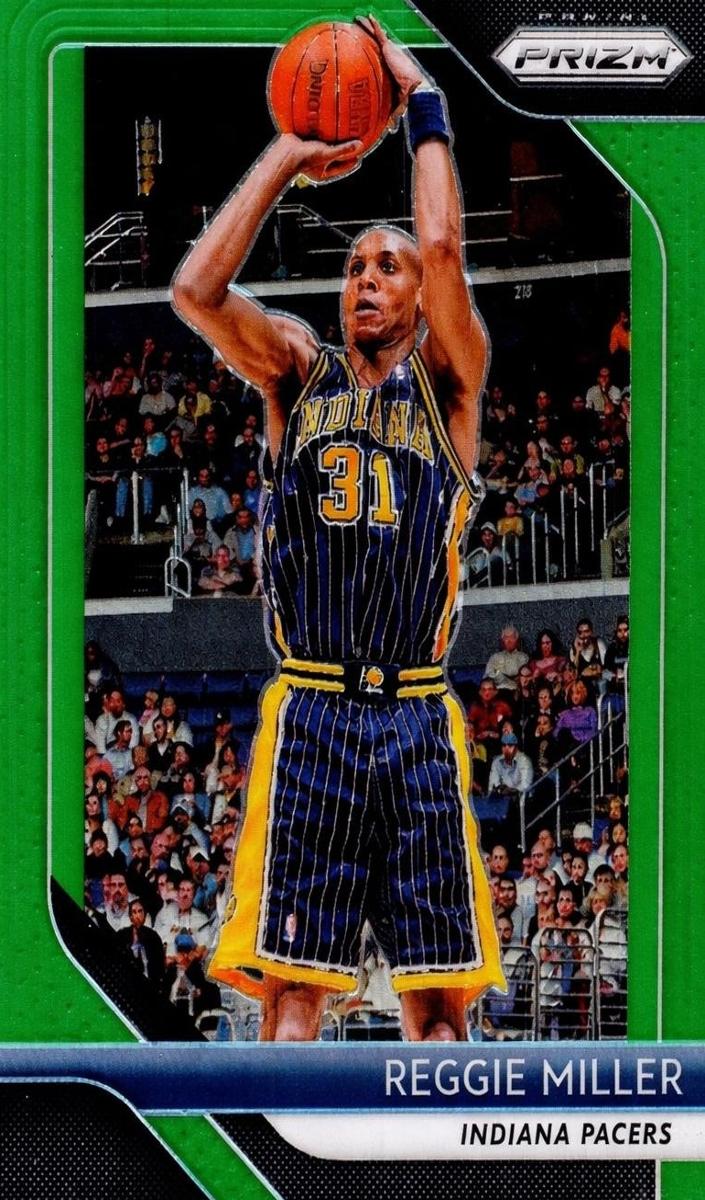 2018 Panini Prizm Basketball Green Prizm Reggie Miller #55 PSA 9