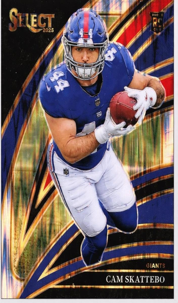 2025 Panini Select Football Red and Blue Shock Cam Skattebo #294