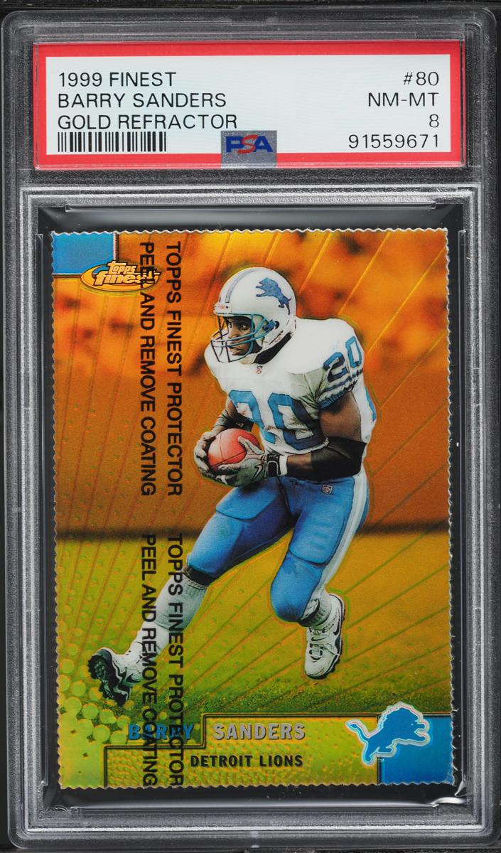 1999 Topps Finest Football Gold Refractor Barry Sanders #80 PSA 5