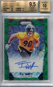 2017 Panini Prizm Football Green Scope T.J. Watt #RA-TJ PSA 9