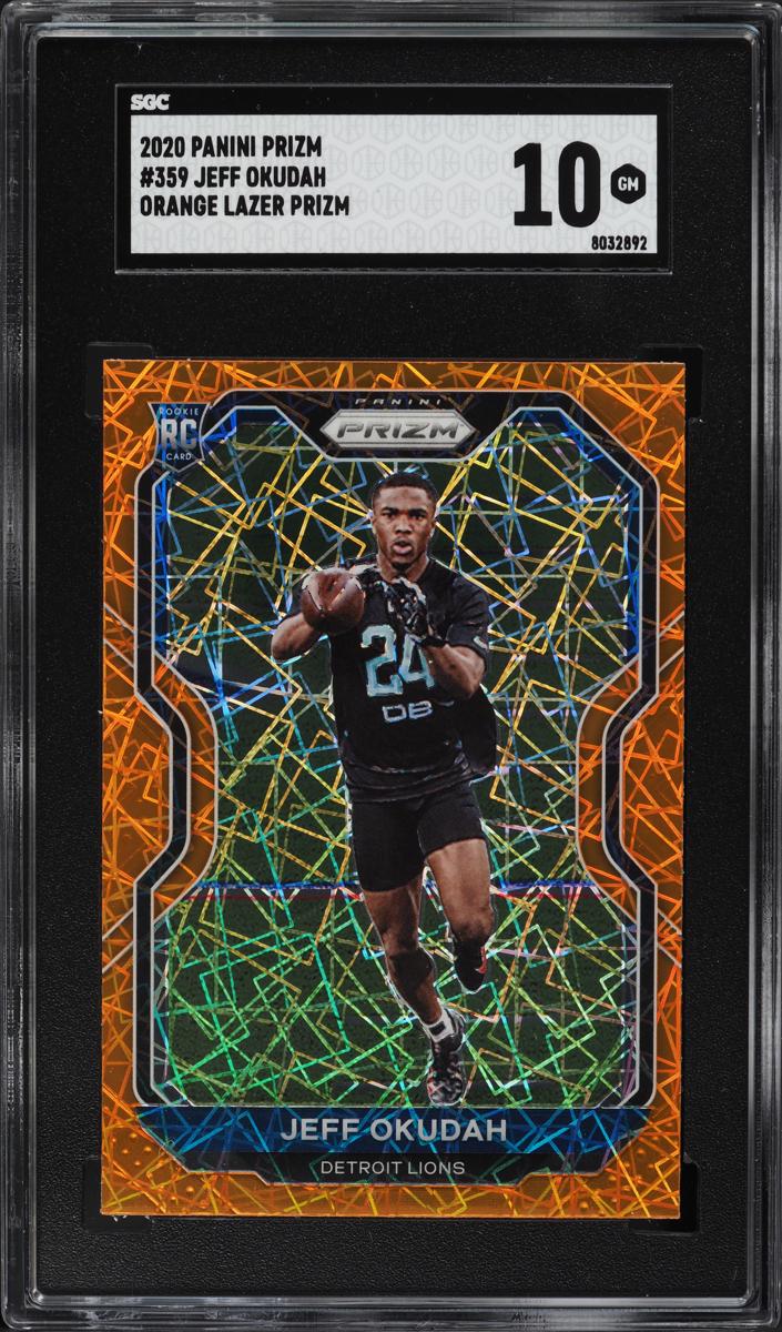 2020 Panini Prizm Football Lazer Jeff Okudah #359 PSA 9