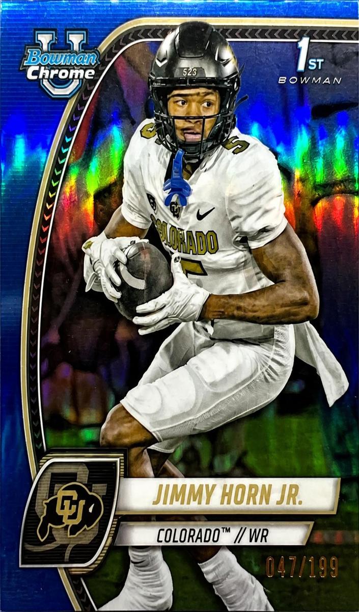 2024 Bowman Chrome University Football Blue Refractor Jimmy Horn Jr. #101 PSA 9