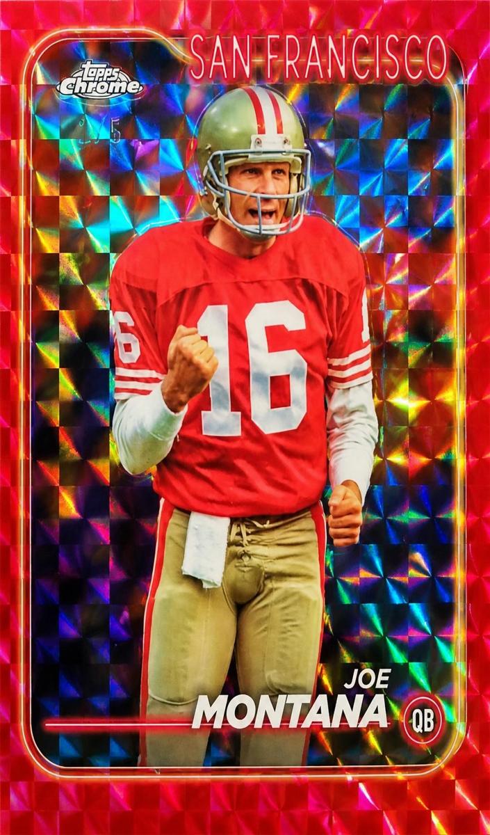 2024 Topps Chrome Football Red Geometric Refractor Joe Montana #177