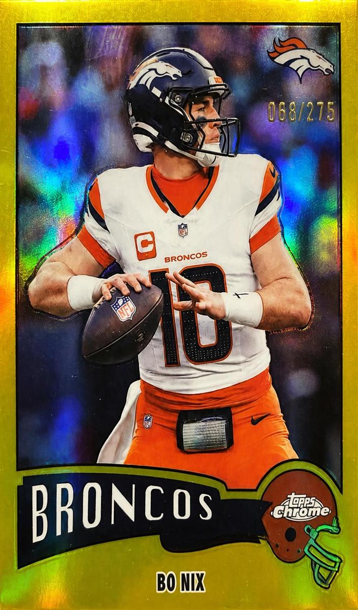 2025 Topps Chrome Football Yellow Refractor Bo Nix #1975-11