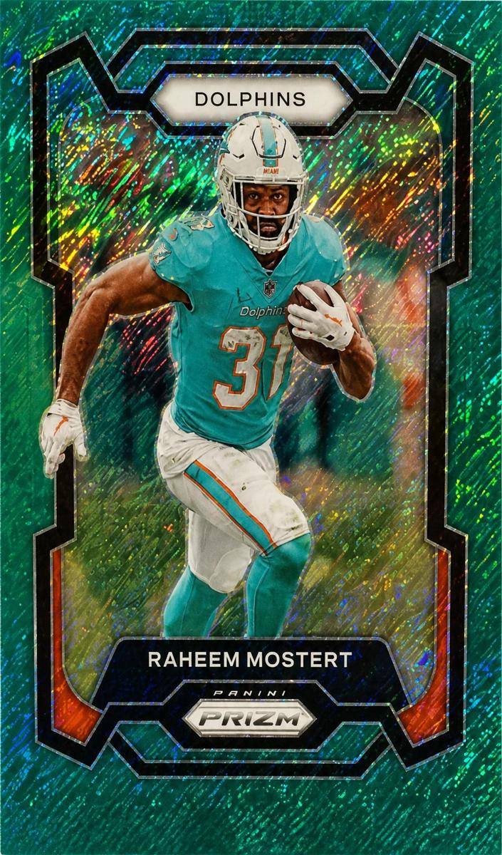 2023 Panini Prizm Football Green Shimmer Raheem Mostert #189