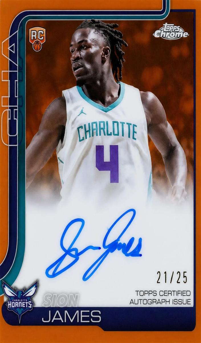 2025 Topps Chrome Basketball Orange Refractor Sion James #TCAR-SJ