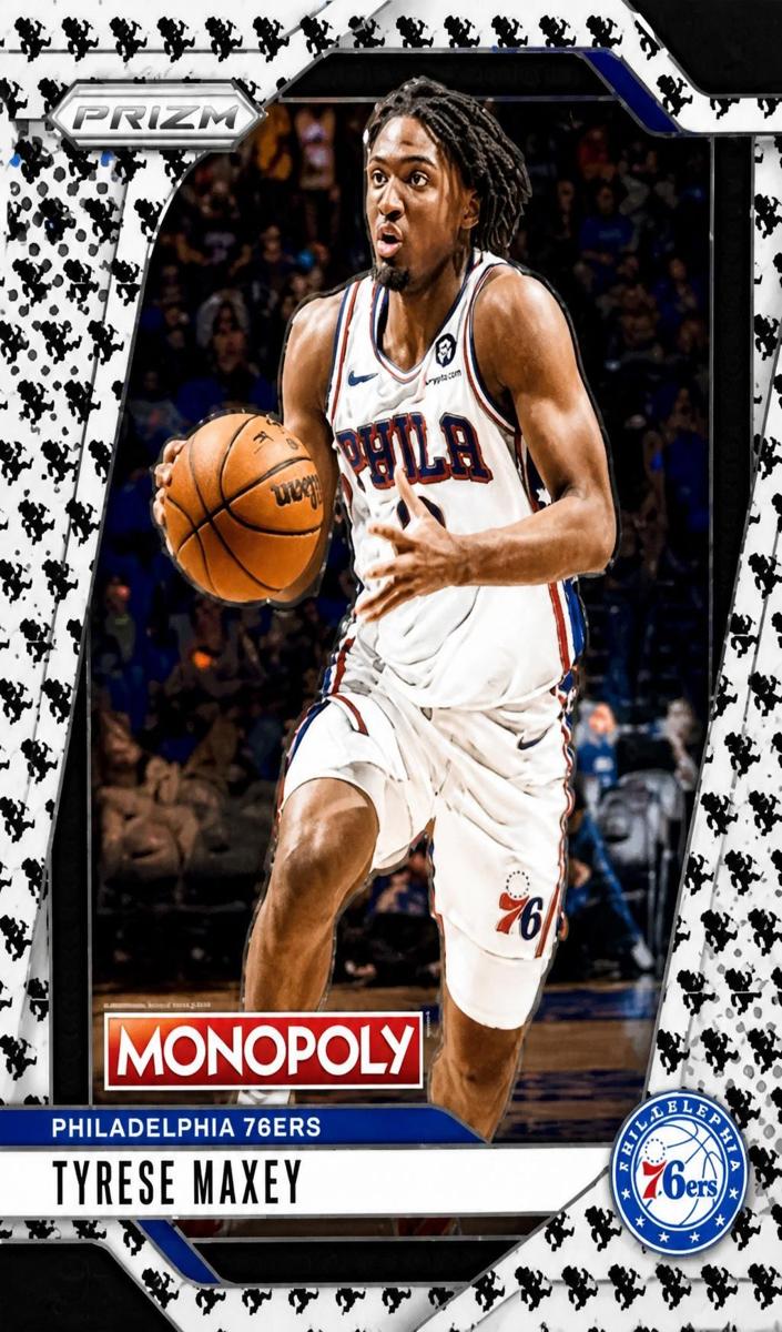 2024 Panini Prizm Monopoly Basketball Monopoly Man Black and White Tyrese Maxey #2