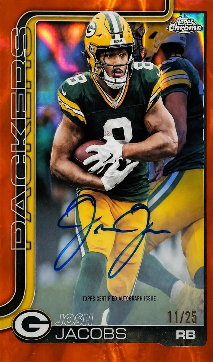 2025 Topps Chrome Football Orange Lava Refractor Josh Jacobs #BA-JJA