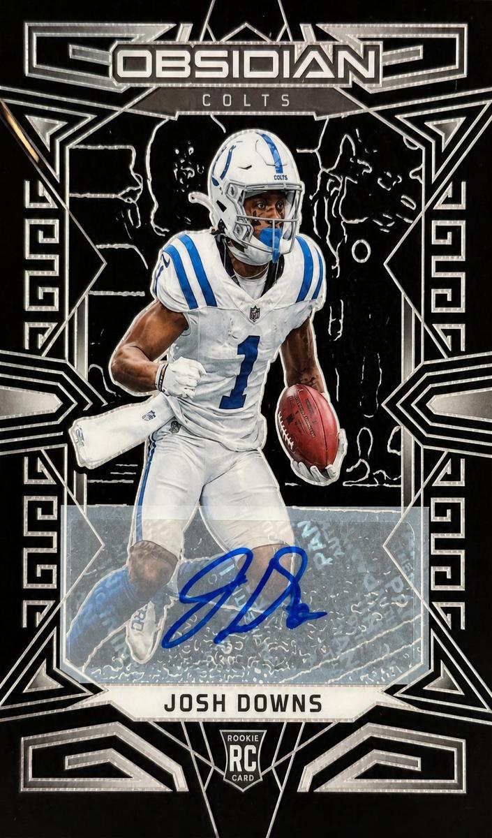 2023 Panini Obsidian Football Electric Etch Blue Finite Josh Downs #RJI-JDO