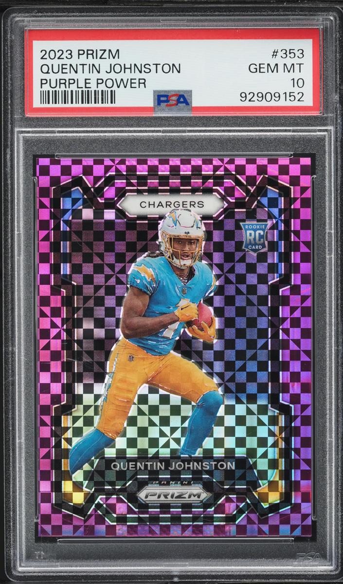 2023 Panini Prizm Football Purple Power Quentin Johnston #353 PSA 10