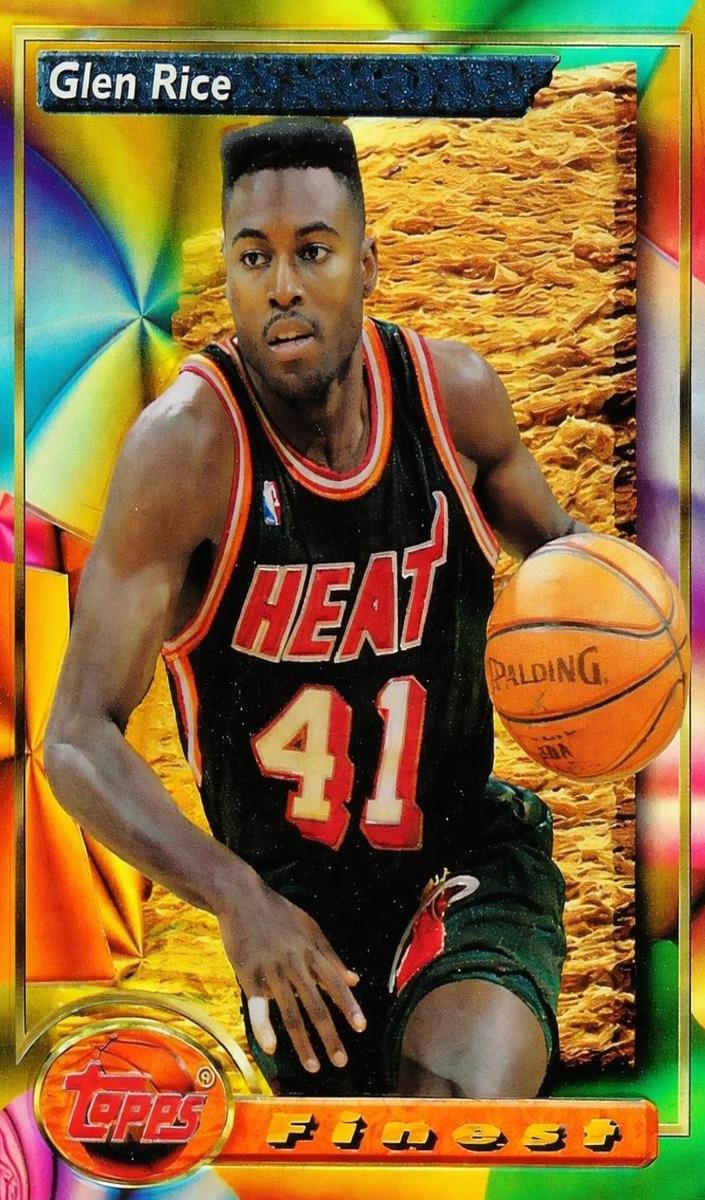 1993 Topps Finest Basketball Refractor Glen Rice #15 PSA 9