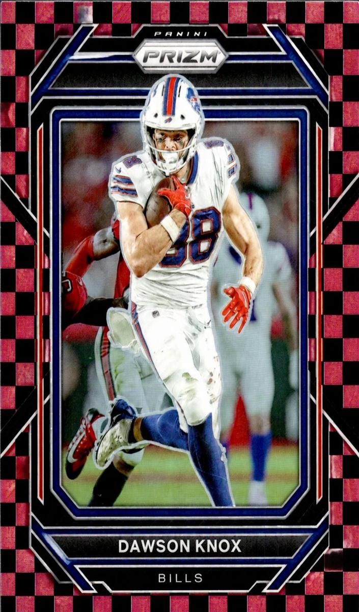 2022 Panini Prizm Football Black and Red Checker Dawson Knox #33 PSA 9