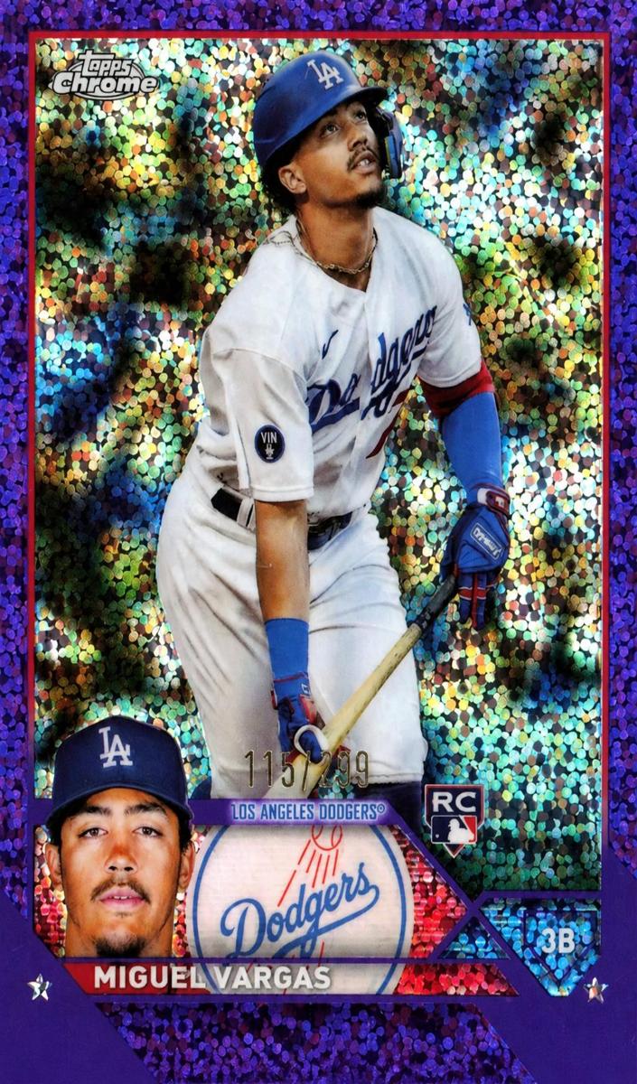 2023 Topps Chrome Baseball Purple Speckle Miguel Vargas #161 PSA 10