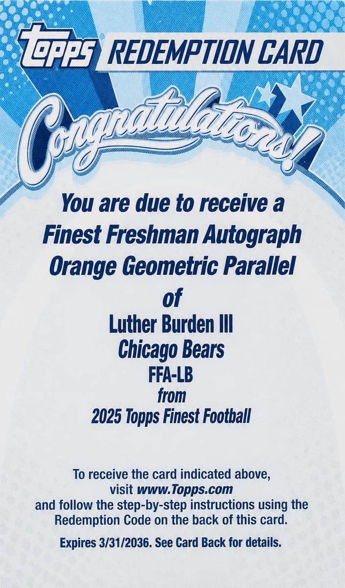 2025 Topps Finest Football Orange Geometric Luther Burden III #FFA-LB