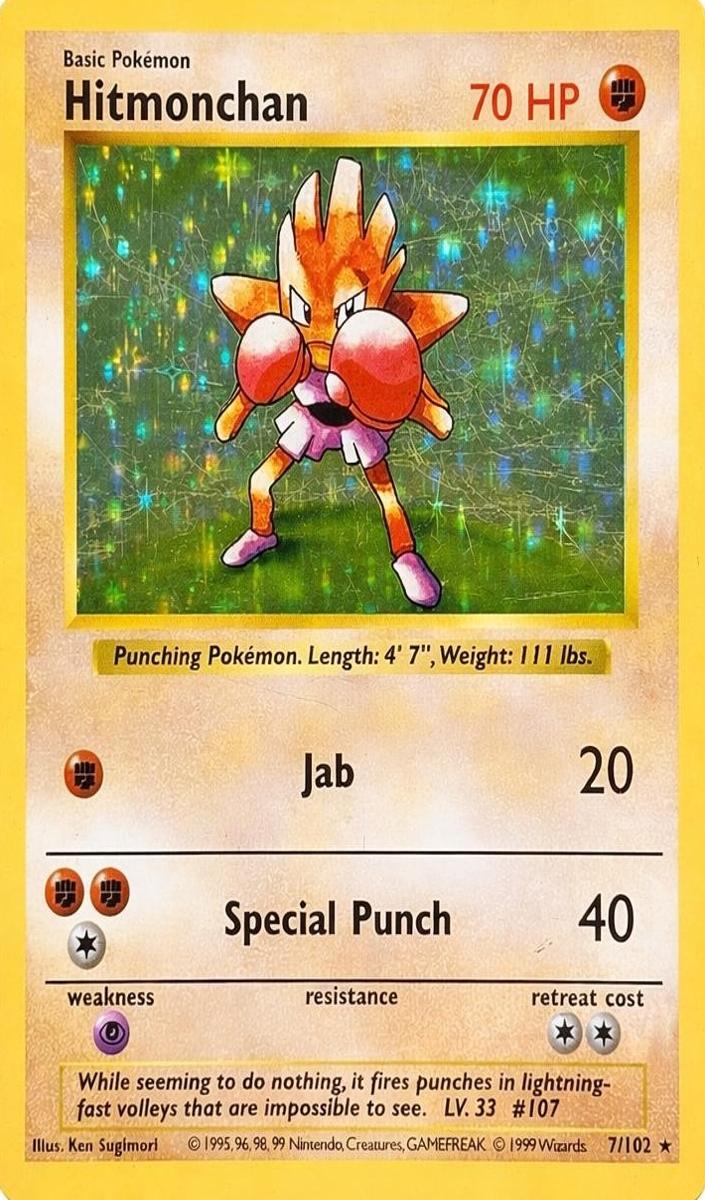 1999 Pokemon Base Set Shadowless Hitmonchan #7 PSA 10