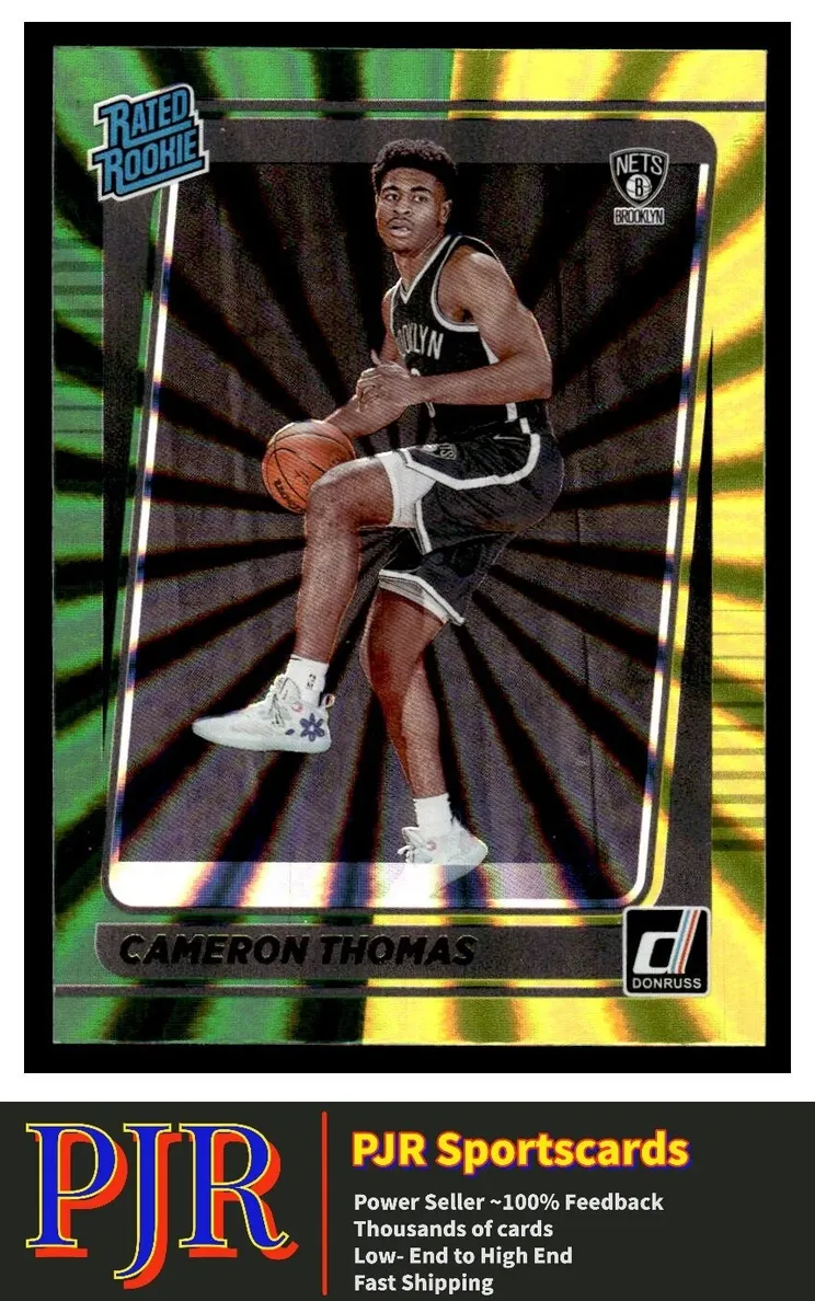 2021 Panini Donruss Basketball Holo Green & Yellow Laser Cameron Thomas #203 SGC 9.5