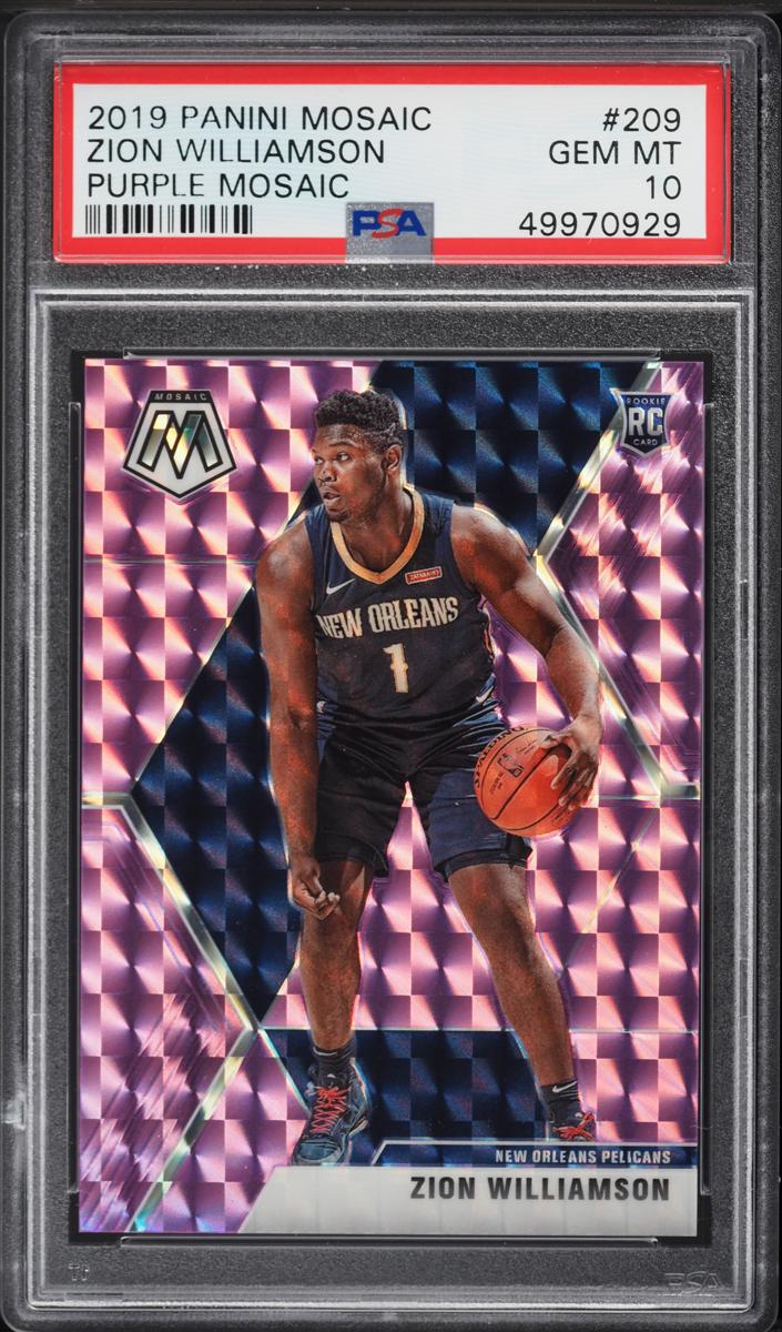 2019 Panini Mosaic Basketball Mosaic Purple Zion Williamson #209 PSA 10