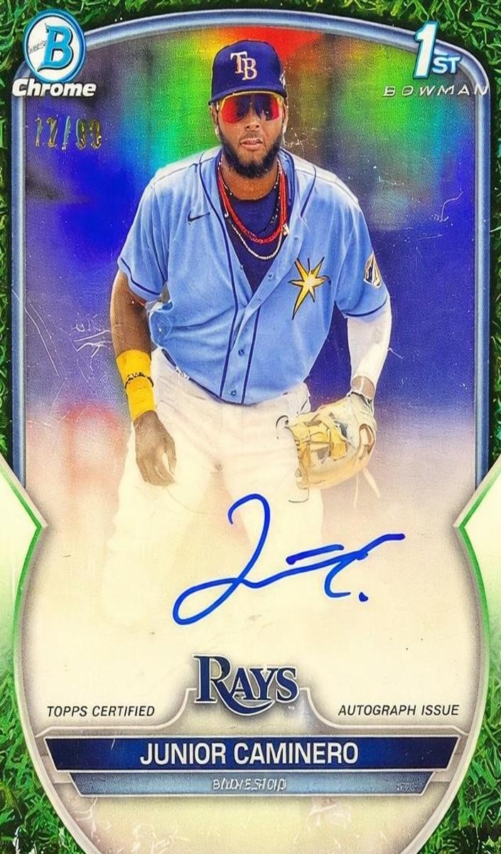2023 Bowman Chrome Prospects Baseball Green Grass Junior Caminero #CPA-JCR