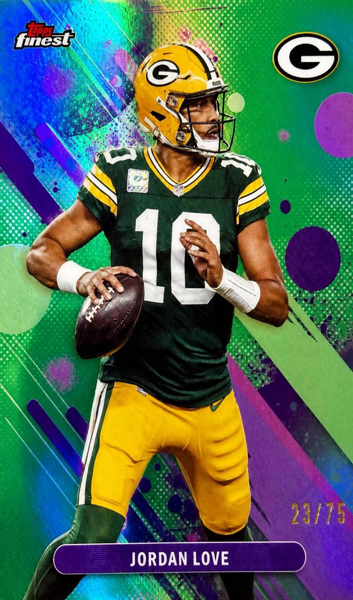 2025 Topps Finest Football Green Refractor Jordan Love #55
