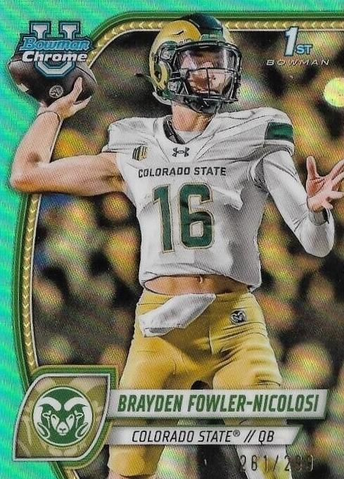 2024 Bowman Chrome University Football Aqua Refractor Brayden Fowler-Nicolosi #24