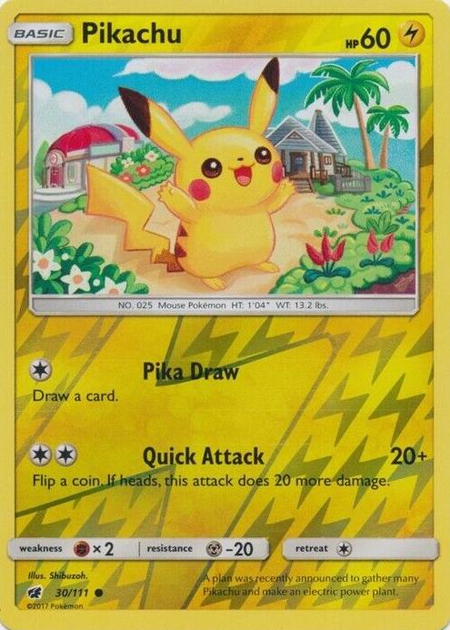 2017 Pokemon Sun & Moon Crimson Invasion Reverse Holo Pikachu #30 PSA 9
