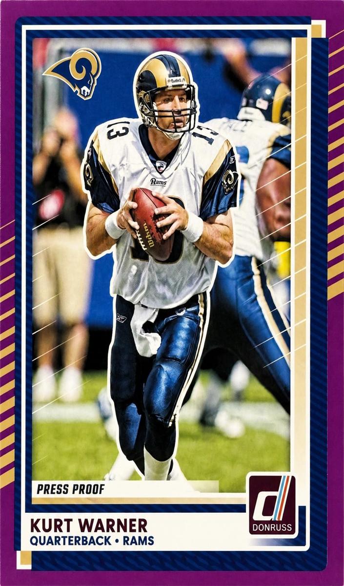 2025 Panini Donruss Football Press Proof Purple Kurt Warner #32