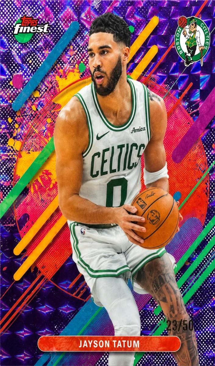 2025 Topps Finest Basketball Purple Geometric Refractor Jayson Tatum #221 PSA 10