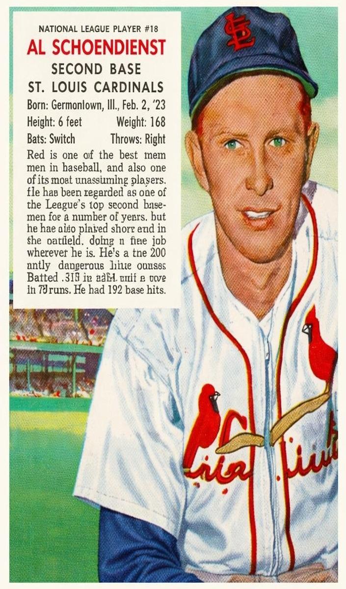 1955 Red Man Tobacco Baseball Al Schoendienst #18 PSA 3
