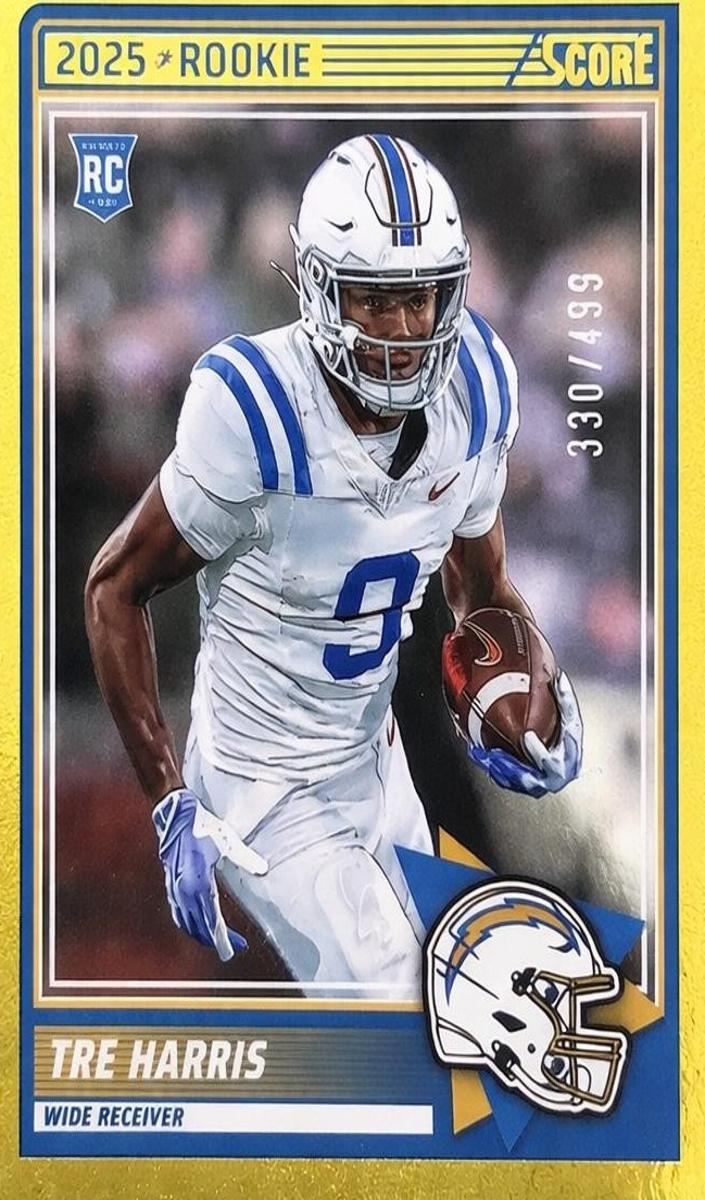2025 Panini Score Football Gold Zone Tre Harris #42