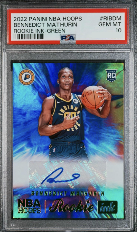 2022 Panini Hoops Basketball Green Bennedict Mathurin #RI-BDM PSA 10