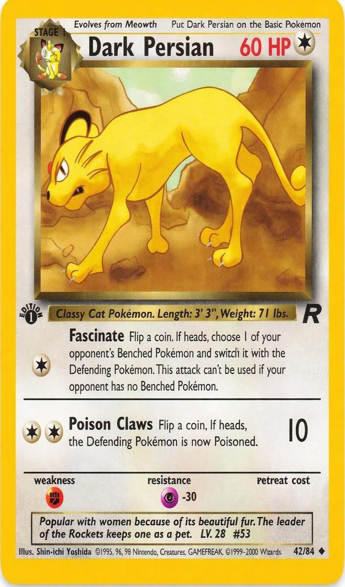 2000 Pokemon Team Rocket 1st Edition Dark Persian #42 PSA 9
