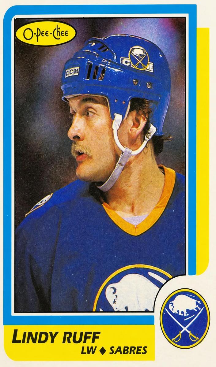1986 O-Pee-Chee Hockey Lindy Ruff #4 PSA 8.5