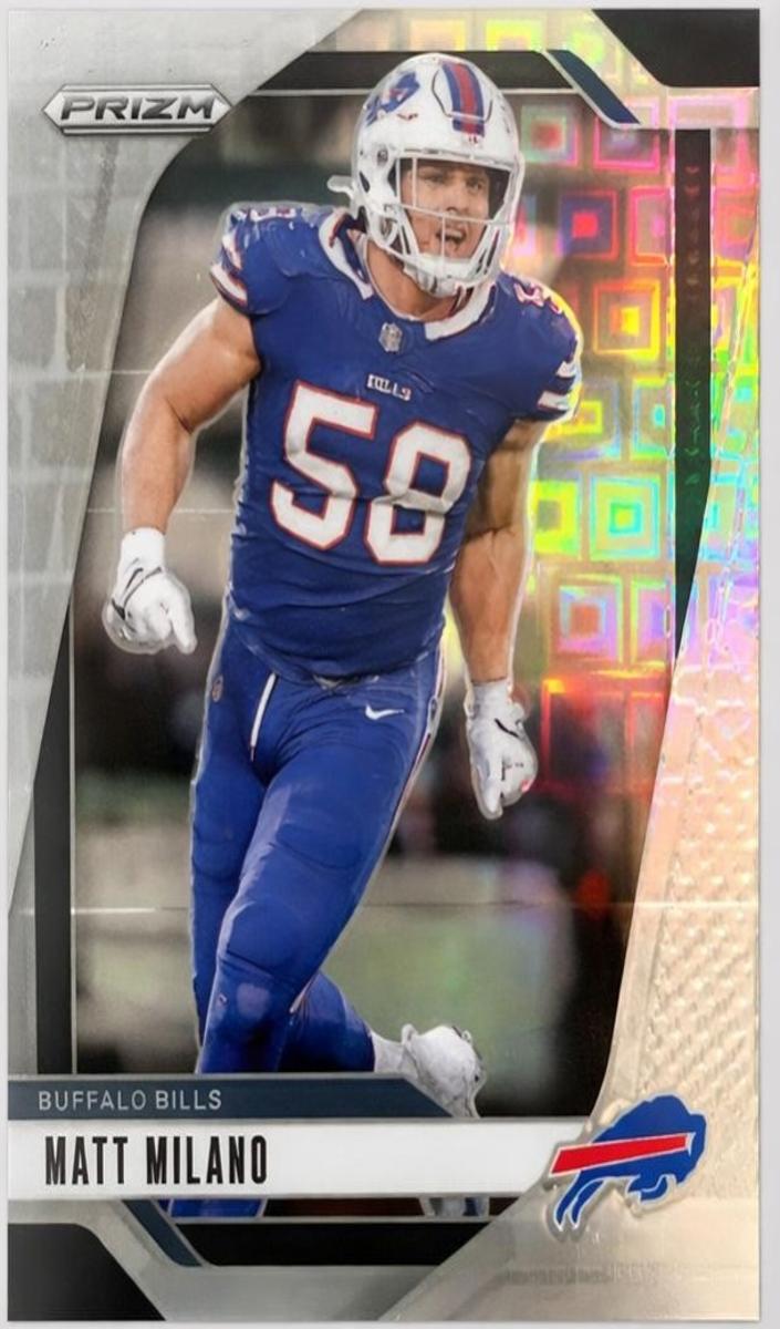 2024 Panini Mosaic Football Blue Fluorescent Matt Milano #27